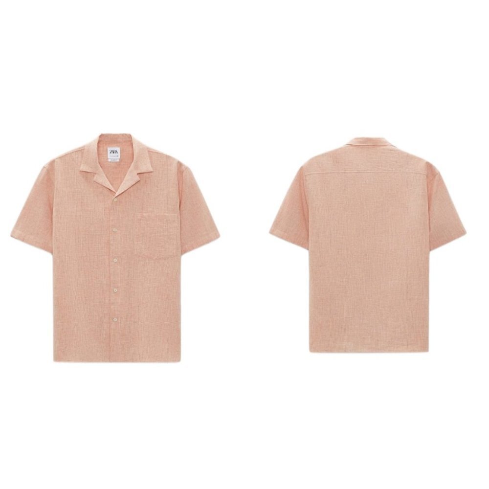 ZARA TEXTURED CHECK SHIRT ORANGE | 5543/266